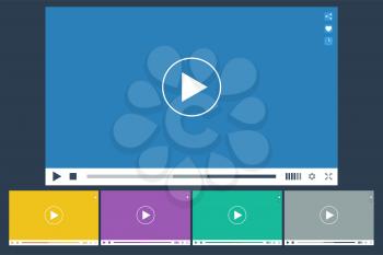 Set of flat video player for web and mobile apps, different colors