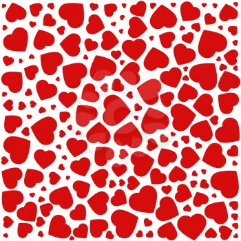 Red, purple heart. Pattern of the icons of hearts in different sizes. Background from flat red heart on a white background, template for greetings cards.