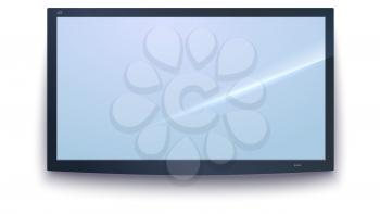 Smart TV icon, TV screen with the dark frame, LED TV hanging on the wall, isolated on the white background. Widescreen monitor icon, Design element, template for your work. 3D illustration