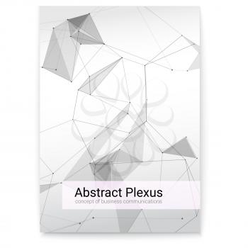 Futuristic plexus shapes, cover with abstract 3D vector illustration . Poster of technology business communication links, network, mobile and satellite communications. Points connected by lines