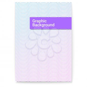 Poster with wavy striped halftone pattern. Vector texture from dots. Minimalistic cover art, ornament from dotted line, Template for magazines, leaflets, banners