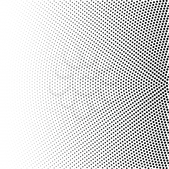 Halftone of radial gradient with black dots. Dotted halftone digital background isolated on white. Vector pattern, template of texture. Template for print design.
