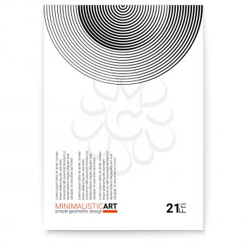 Cover design with modern geometric minimalistic art. Creative poster with simple shape in bauhaus style. Modern digital art with halftone patterns. Template for print design, vector illustration.