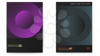 Set of posters with simple shape in bauhaus style. Cover design with modern geometric art. Modern digital art with halftone patterns. Memphis and hipster style graphic. Annual reports cover templates.