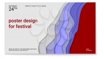 Poster design for festival. Abstract pattern with paper cut design. Realistic multi layers carving of paper. The symbol of the surf, wind or smoke. Template for poster, brochure, banner, flyer.