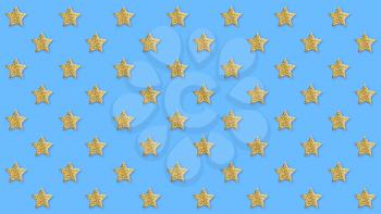 Pattern from golden stars. Abstract blue background with glittering stars with golden dust. Vector illustration, eps10.