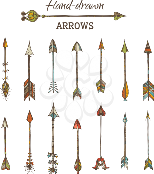 Ethnic arrows isolated on white background.