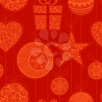 Hanging Christmas decorations. Vector illustration for your design. Christmas template. EPS 8.