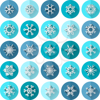 Various snowflakes with long shadow for your design and infographics.