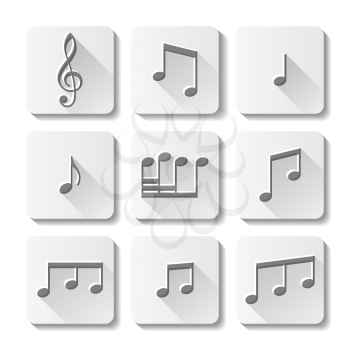 Music icons set isolated on white background. Vector illustration.