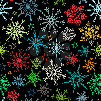 Colourful snowflakes. Christmas template.