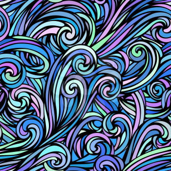 Seamless abstract hand-drawn pattern. Waves template. Seamless pattern can be used for wallpaper, web page background, textile or wrapping paper. EPS 8..