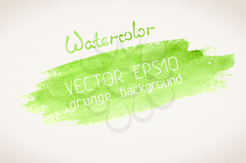 Green grunge stroke isolated on paper background. Grunge abstract background. Vector shape.