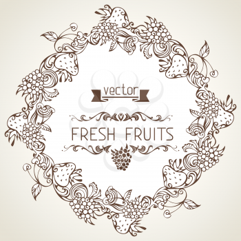 Circle menu design. There is place for your text in the center. Sepia illustration.
