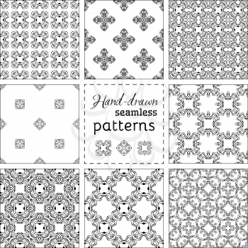 Black and white geometric backgrounds. Various vintage elements.