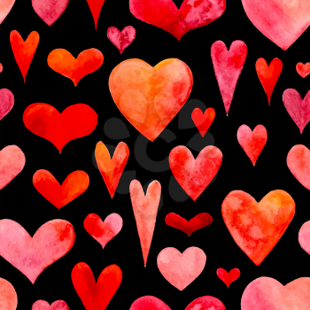 Valentine's texture. Hand-drawn hearts on black background.