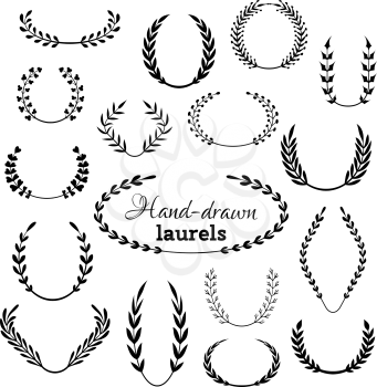 Hand-drawn design elements isolated on white background. 