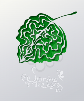 Leaf silhouette. Vector illustration. Spring design with blank place for your text.