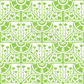 Green and white background. Floral elements. 