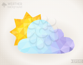 Vector geometric sun and cloud silhouettes. There is place for your text.