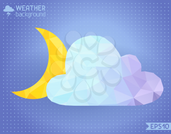 Vector geometric moon and cloud silhouettes. There is place for your text.