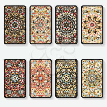 business cards collection with kaleidoscope pattern - vector illustration. eps 8