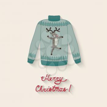 cute sweater with Christmas deer- vector illustration. eps 10