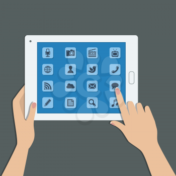 tablet pc with social media icons - vector illustration. eps 10