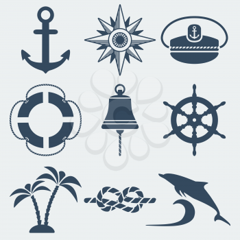 nautical marine icons set - vector illustration. eps 8