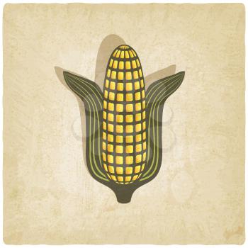 Corn symbol on old background - vector illustration