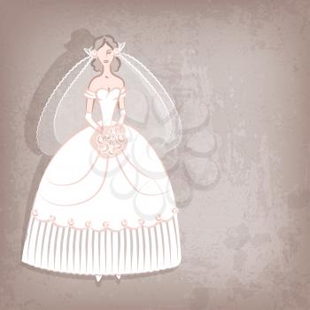 Bride on vintage background - vector illustration. eps 10