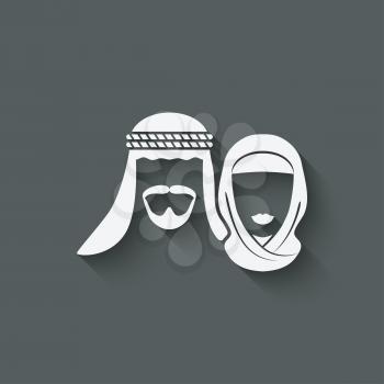 Muslim man and woman old background - vector illustration. eps 10