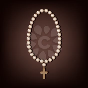 rosary with cross - vector illustration. eps 8