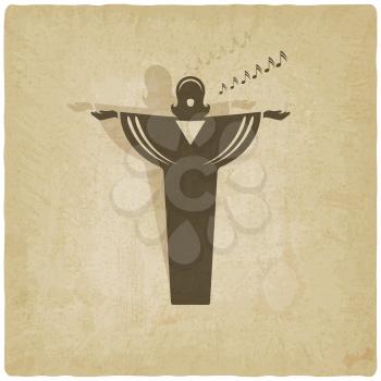 opera singer symbol old background - vector illustration. eps 10