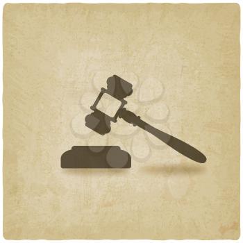 judge or auctioneer hammer old background - vector illustration. eps 10