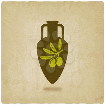 amphora with olive oil old background. vector illustration - eps 10