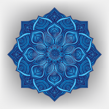 Blue floral round ornament - vector illustration. eps 8