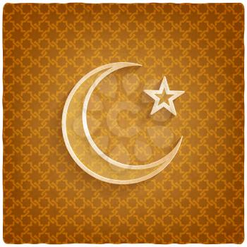ramadan kareem golden background with crescent moon and star - vector illustration. eps 10