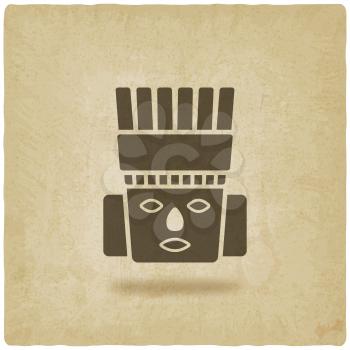 Toltec Warrior head. Mexico ancient culture symbol old background. vector illustration - eps 10