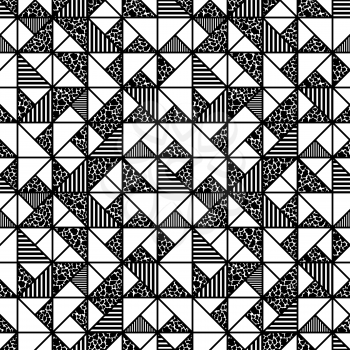 abstract black and white geometric pattern in style of the 80s. vector illustration - eps 8