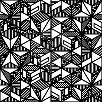 abstract black and white cube geometric pattern in style of the 80s. vector illustration - eps 8