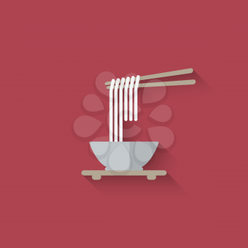 Chinese noodles with chopsticks. vector illustration - eps 10