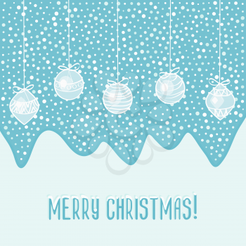 blue card with Christmas balls  - vector illustration. eps 8
