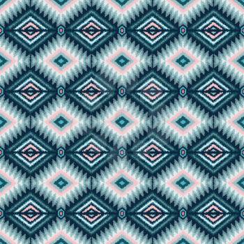 ethnic tribal seamless pattern in pink and blue colors with Aztec motifs. vector illustration - eps 8