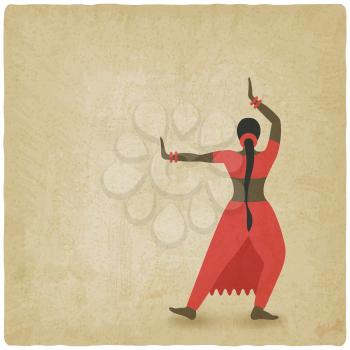 Indian dancer old background. dance club symbol. vector illustration - eps 10