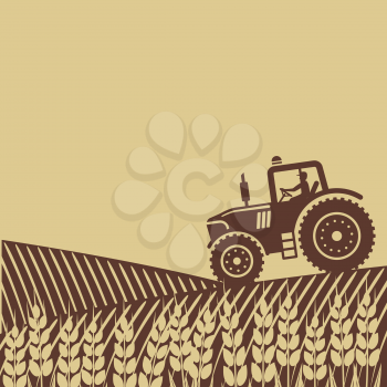 tractor in field. vector illustration - eps 8