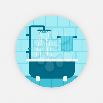 blue bath with shower. vector illustration - eps 10