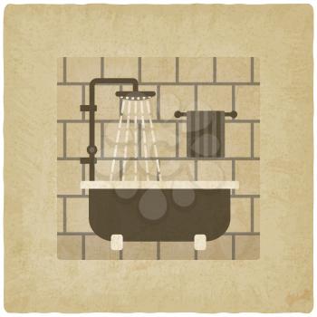 bath with shower old background. vector illustration - eps 10