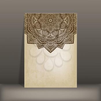 old paper card with circular pattern - vector illustration. eps 10
