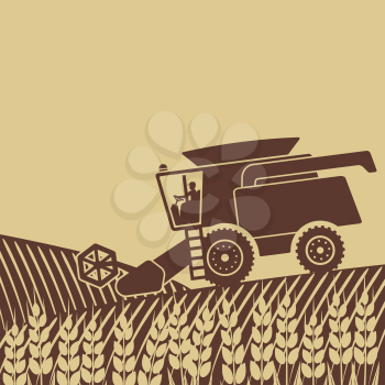 combine harvester in field - vector illustration. eps 8